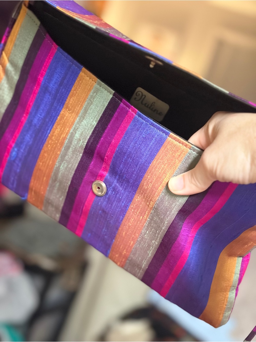 Vintage Y2K Multicolor Woven Envelope Shoulder Bag Clutch Bag Thai Stripes EUC - Picture 5 of 10